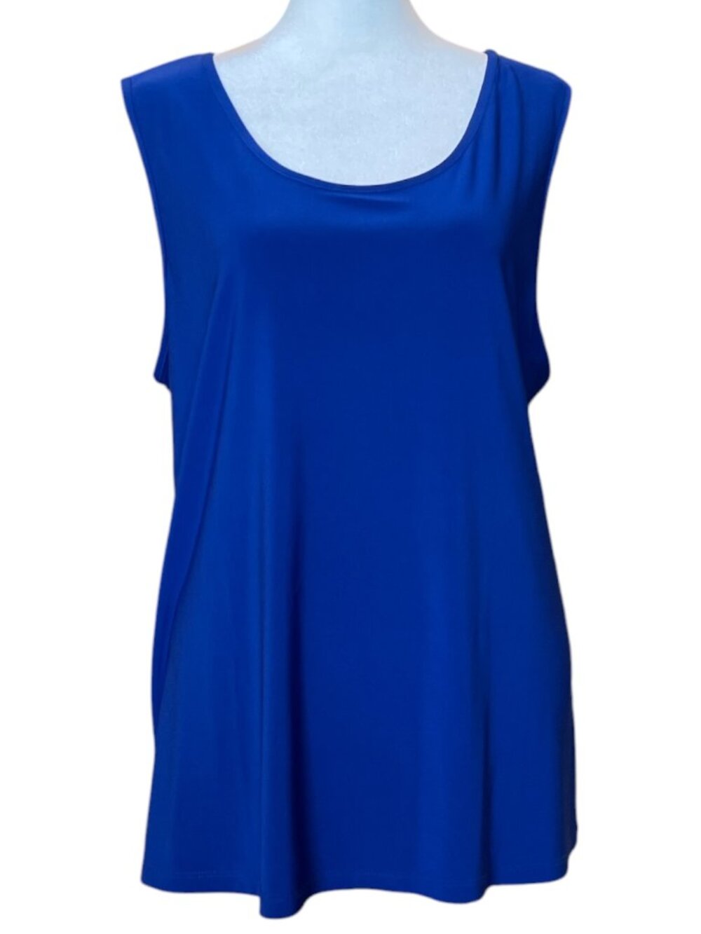 Blue Scoop Neck Sleeveless Shell Blouse Tank Top Large